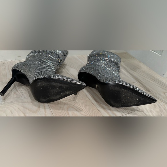 ZARA Silver Rhinestone Sparkly Boots Ankle Booties 8.5 39 - Picture 8 of 8